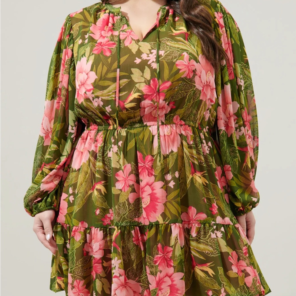 Sugar Lips Floral Green and Pink Women's Dress